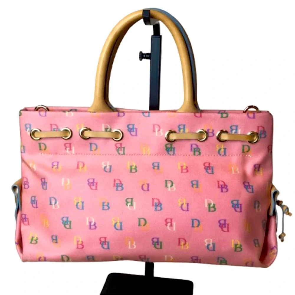 DOONEY BOURKE Pink Multicolor Rainbow DB Monogram Tote Shoulder Bag